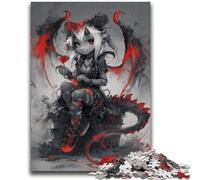 Puzzle 1000 pièces pour Adolescents Fantasy Dragon Girl, éducatif et idéal comme Cadeau pour Toute la Famille 50x75cm