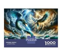 Puzzle 1000 Pièces pour Adolescents Fantasy Dragon Vs Phoenix Art Print Puzzles pour Adultes - Jeu Manuel - Assemblage De Motifs - Cadeau d'anniversaire Unique 70x50cm/1000pcs