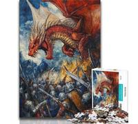 Puzzle 1000 pièces pour Adolescents Fantasy Red Dragon Puzzle 1000 pièces, Jeu de Quiz, décoration Murale, Cadeaux d'anniversaire et de Noël Uniques (Taille 38x26cm)
