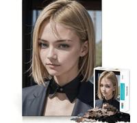 Puzzle 1000 pièces pour Adolescents,Femme Blonde aux Cheveux Courts,découpe précise,Jeu d'exercice cérébral,détente et Divertissement pour Un Anniversaire (50x75cm)