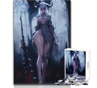 Puzzle 1000 pièces pour Adolescents - Femme cornue avec épée dans Une cathédrale - Calme et agréable - Loisirs - Jeu de précision sans Couture - Dimensions:38x26cm