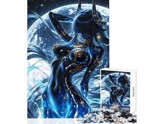 Puzzle 1000 pièces pour Adolescents Femme cornue céleste avec Lune en arrière-Plan Jeu Anti-Stress Idée Cadeau pour Un Père Noël Secret Casse-tête Stimulant Dimensions 50x75cm