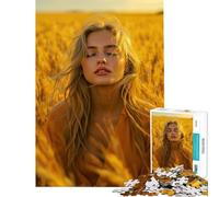 Puzzle 1000 pièces pour Adolescents Femme dans Un Champ de blé doré Jeu addictif pour cultiver la Patience Casse-tête Difficile Cadeau d'anniversaire (Dimensions 75x50cm)