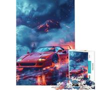 Puzzle 1000 pièces pour Adolescents Ferrari F Rouge Lave Luminescente Jouet éducatif Jeu Impossible défi Difficile Cadeau d'anniversaire (Taille 38x52cm)