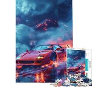 Puzzle 1000 pièces pour Adolescents Ferrari F Rouge Lave Luminescente Jouet éducatif Jeu Impossible défi Difficile Cadeau d'anniversaire (Taille 38x26cm)