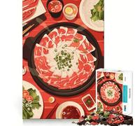 Puzzle 1000 pièces pour Adolescents Festin Shabu-Shabu ︰ Un délice culinaire Décoration soignée Jeu d'articulation Exercice Mental Jeu de détente Cadeau Amusant de Noël (50x75cm)