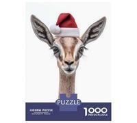 Puzzle 1000 Pièces pour Adolescents Festive Gerenuk with Santa Hat Puzzles pour Adultes, Jouet, Décoration Murale, Art Mural, Idéal comme Cadeau pour Toute La Famille 52x38cm/1000pcs