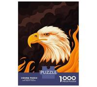 Puzzle 1000 Pièces pour Adolescents Fierce Eagle Vector Portrait with Fiery Backdrop Puzzle pour Adultes Jeux Amusants Cadeau d'anniversaire, Noël 52x38cm/1000pcs
