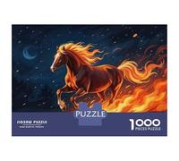 Puzzle 1000 Pièces pour Adolescents Fiery Horse Galloping at Night Puzzles pour Adultes, Jeux Amusants, Décoration Murale, Cadeaux Anti-Stress 70x50cm/1000pcs