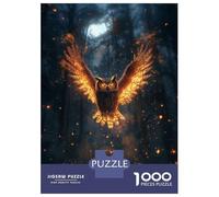 Puzzle 1000 Pièces pour Adolescents Fiery Owl in Forest Puzzle Adulte Jeux Relaxants Décoration Intérieure Cadeaux d'anniversaire Et Cadeaux Uniques 52x38cm/1000pcs
