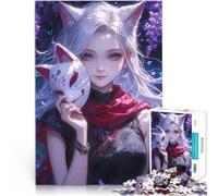 Puzzle 1000 pièces pour Adolescents Fille avec Un Masque de Renard Mignon d'anime Jeux éducatifs Idées Cadeaux 75x50cm