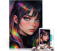Puzzle 1000 pièces pour Adolescents Fille d'anime aux Cheveux Arc-en-Ciel - Keitlin Jeu de Quiz Super Cadeau 38x26cm
