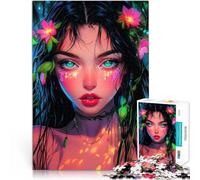 Puzzle 1000 pièces pour Adolescents Fille d'anime avec des Fleurs Analyse et logique Offrir en Cadeau à Toute la Famille 52x38cm