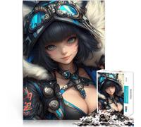 Puzzle 1000 pièces pour Adolescents Fille d'anime avec des Lunettes Analyse et logique Décoration d'intérieur et Cadeaux Uniques 52x38cm