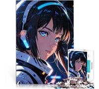 Puzzle 1000 pièces pour Adolescents Fille d'anime avec Un Casque Analyse et logique Décoration d'intérieur et Cadeaux Uniques 52x38cm