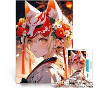 Puzzle 1000 pièces pour Adolescents Fille d'anime avec Un Masque de Renard Défi Difficile Interaction Parent-Enfant 52x38cm