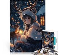 Puzzle 1000 pièces pour Adolescents Fille d'anime avec Un Renne Jeux éducatifs Décoration d'intérieur Bon Cadeau 75x50cm