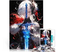 Puzzle 1000 pièces pour Adolescents Fille d'anime avec Une épée Jouet éducatif d'apprentissage Œuvre d'art 52x38cm