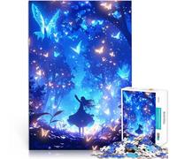 Puzzle 1000 pièces pour Adolescents Fille dans Une forêt de Papillons Jouets éducatifs Convient pour la décoration de Bureau 52x38cm