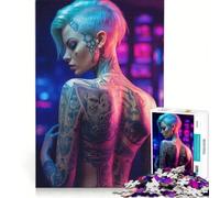Puzzle 1000 pièces pour Adolescents, Fille érotique tatouée, Jeu éducatif, Course de Vitesse Manuelle, défi Unique 38x52cm