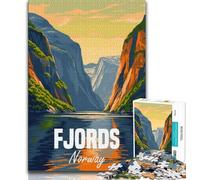 Puzzle 1000 pièces pour Adolescents, Fjords de Norvège, Jeu de réflexion, décoration Murale, Cadeaux d'anniversaire et de Noël Uniques, 38x26cm