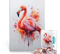 Puzzle 1000 pièces pour Adolescents Flamant Rose Aquarelle Jouets de Jeu pour Cadeau Familial Décoration Parfaite 38x26cm