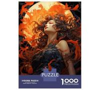 Puzzle 1000 Pièces pour Adolescents Flaming Phoenix Fantasy Art Print Casse-têtes pour Adolescents Analyse Et Logique Interaction Parent-Enfant Jeu Stimulant Jouets 52x38cm/1000pcs