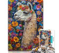 Puzzle 1000 pièces pour Adolescents Fleur Alpaga Puzzle 1000 pièces, Activité familiale Amusante à la Maison, Cadeau d'anniversaire, Cadeaux de Voyage (Taille 38x26cm)