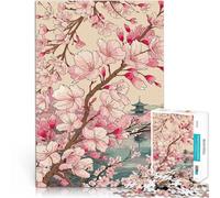 Puzzle 1000 pièces pour Adolescents Fleur de Sakura Japonaise Jouet éducatif intellectuel décompressant Une œuvre d'art 52x38cm
