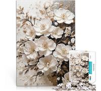 Puzzle 1000 pièces pour Adolescents Fleurs Blanches Art 3D Jeux éducatifs Décoration d'intérieur Idées Cadeaux 52x38cm
