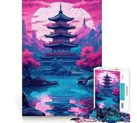 Puzzle 1000 pièces pour Adolescents Fleurs de Cerisier Art Japonais Art de précision Articulation Amusante Casse-tête Jeu Confortable Cadeau d'anniversaire (38x26cm)