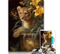 Puzzle 1000 pièces pour Adolescents, Fleurs et bébé léopard, Jouets éducatifs, Jeux Anti-Stress, Cadeaux d'anniversaire Uniques, 50x75cm