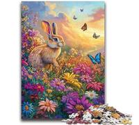 Puzzle 1000 pièces pour Adolescents Fleurs et Lapins pour Les 14 Ans et Plus Jouet éducatif intellectuel décompressant Excellent Cadeau 50x75cm