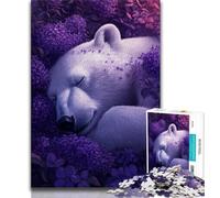 Puzzle 1000 pièces pour Adolescents Fleurs et Ours Polaires Puzzles pour Adolescents Jouet éducatif Jeux familiaux Amusants décoration d'intérieur Unique 75x50cm