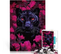 Puzzle 1000 pièces pour Adolescents Fleurs Roses de panthère Noire Jeux Jouets Cadeaux est idéal comme Cadeau pour Toute la Famille 38x26cm