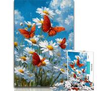 Puzzle 1000 pièces pour Adolescents Fleurs Sauvages et Papillons Cadeaux pour Adultes Art au Fusain décoration d'intérieur 26x38cm