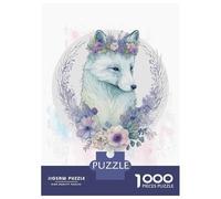 Puzzle 1000 Pièces pour Adolescents Floral Arctic Fox Painting Puzzles pour Adultes, Jeux Amusants, Décoration Murale, Cadeaux Anti-Stress 38x26cm/1000pcs