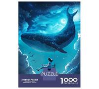 Puzzle 1000 Pièces pour Adolescents Fly to The Moon with Whale Puzzles pour Adultes, Jeu De Réflexion, Assemblage De Motifs, Cadeaux d'anniversaire Et Cadeaux Uniques 38x26cm/1000pcs