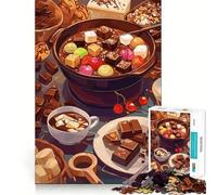 Puzzle 1000 pièces pour Adolescents Fondue au Chocolat avec Bonbons et guimauves Découpe précise Jeu d'imagination et de réflexion Activité relaxante pour Un Anniversaire (50x75cm)
