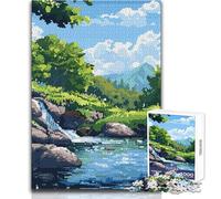 Puzzle 1000 pièces pour Adolescents Forest River Pixel Art Zen - Jeu Familial Amusant et Relaxant - Niveau de difficulté Difficile - Anti-Stress - Dimensions 50x75cm