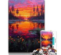 Puzzle 1000 pièces pour Adolescents Forêt au Coucher du Soleil Puzzle Adolescent Relax Games est idéal comme Cadeau pour Toute la Famille 26x38cm