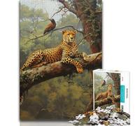 Puzzle 1000 pièces pour Adolescents forêt Jungle cerf guépard pour Adultes et Adolescents Cadeaux d'anniversaire à Faire soi-même (26x38cm)