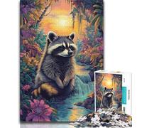 Puzzle 1000 pièces pour Adolescents Forêt Raton Laveur Puzzle 1000 pièces, décoration Murale Artistique et idée Cadeau d'anniversaire pour Amis, Bureau à Domicile (Taille 38x26cm)