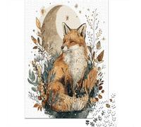 Puzzle 1000 Pièces pour Adolescents Fox Moon Nature Art Print Puzzles pour Adultes pour S'amuser en Famille Stimule Le Cerveau Jeu Au Design Élégant 38x26cm/1000pcs