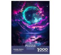 Puzzle 1000 Pièces pour Adolescents Fox Under Neon Moon Puzzle pour Adultes Jeu Manuel Difficile Excellent Cadeau Anti-Stress 70x50cm/1000pcs