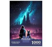 Puzzle 1000 Pièces pour Adolescents Future Night with My Dog Puzzle Adulte - Jeu De Construction - Difficile - Cadeau Unique pour Anniversaire Et Noël 70x50cm/1000pcs