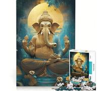 Puzzle 1000 pièces pour Adolescents Ganesha Méditation dans Une lumière dorée, Jeu de réflexion, décoration Parfaite, Chaque pièce est Unique 38x26cm