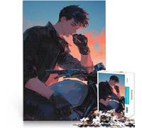 Puzzle 1000 pièces pour Adolescents Garçon d'anime sur Une Moto Séjour Anti-Stress pour Tuer Le Temps Idées Cadeaux 38x26cm