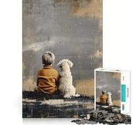 Puzzle 1000 pièces pour Adolescents,garçon et Chien,Art d'observation des étoiles,Assemblage sans Couture,Jeu de réflexion,Cadeau pour se détendre,Jouer,Loisirs de Noël (38x52cm)