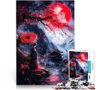 Puzzle 1000 pièces pour Adolescents Geisha sous la Lune de Sang Entraînez Votre Cerveau et Vos Mains Bon Cadeau 75x50cm